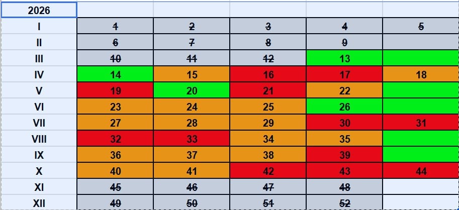 Buchungskalender 2021